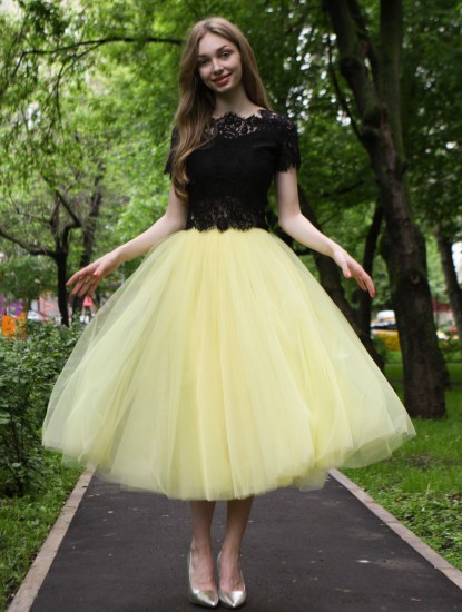 Пышная юбка-солнце из фатина (60 цветов)   Лимонный